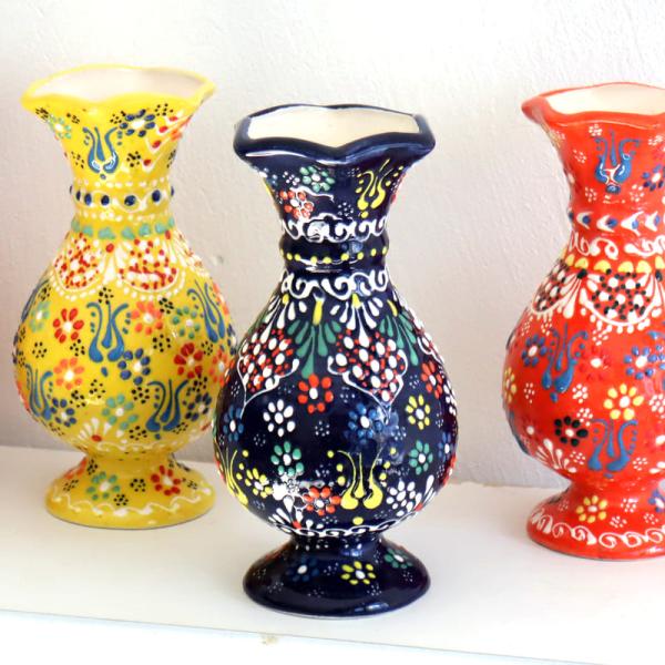 トルコ陶器 花瓶 チューリップ型 Sサイズ 高さ15×直径7.5cm フラワーベース フラワーデザイ...