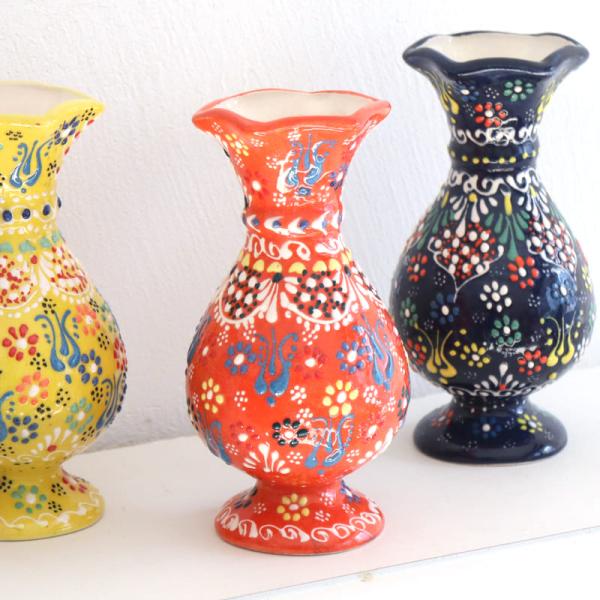 トルコ陶器 花瓶 チューリップ型 Sサイズ 高さ15×直径7.5cm フラワーベース フラワーデザイ...