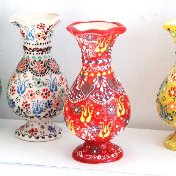 トルコ陶器 花瓶 チューリップ型 Sサイズ 高さ15×直径7.5cm フラワーベース フラワーデザイ...