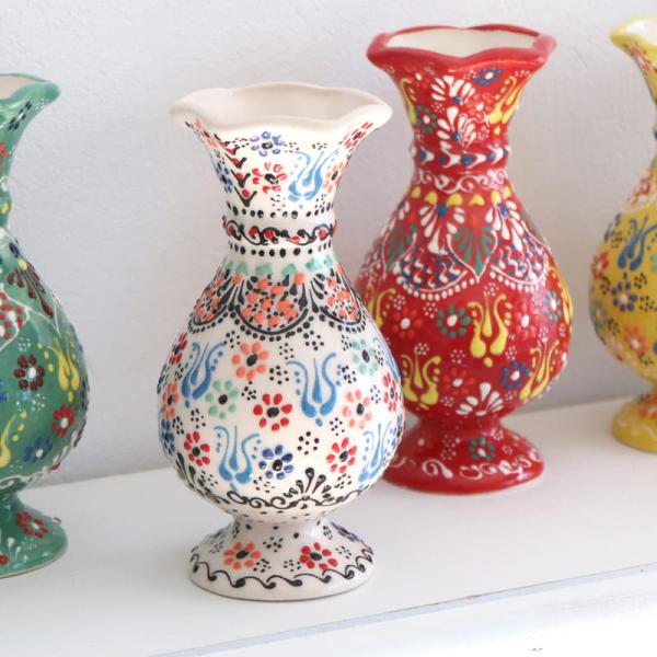 トルコ陶器 花瓶 チューリップ型 Sサイズ 高さ15×直径7.5cm フラワーベース フラワーデザイ...