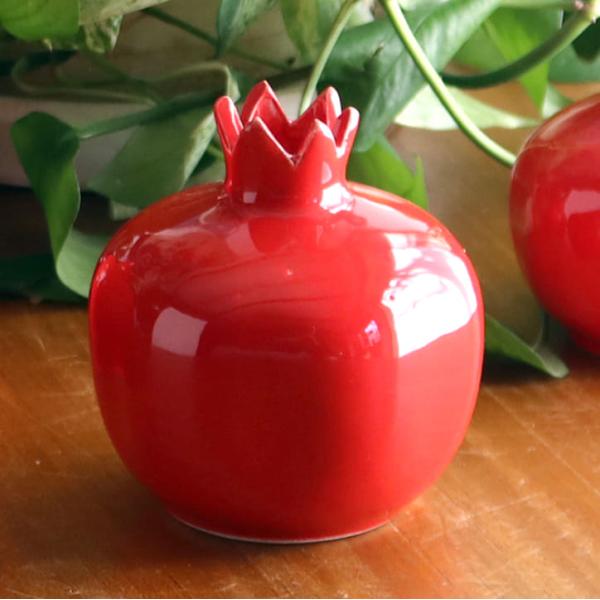 トルコ陶器 赤いザクロ Mサイズ 高さ9×直径8cm 石榴 一輪挿し 花瓶