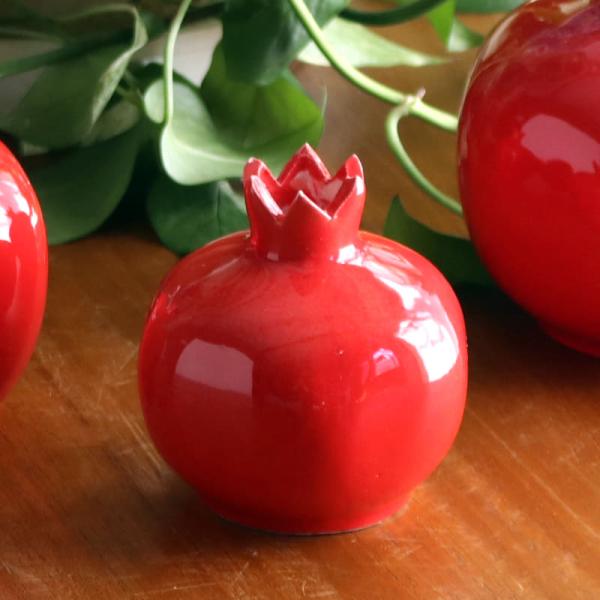 トルコ陶器 赤いザクロ Sサイズ 高さ8×直径7cm 石榴 一輪挿し 花瓶