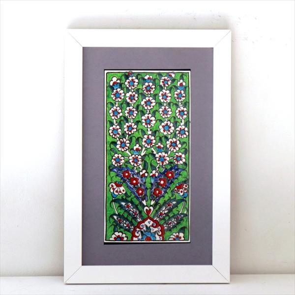 手書きタイル トルコ陶器 ミニタイル1枚額 H29×W19×D1.5cm プラムツリー Turkis...