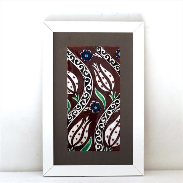 手書きタイル トルコ陶器 ミニタイル1枚額 H29×W19×D1.5cm チューリップ Turkis...