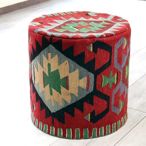 オールドキリムプフ シリンダー Old Kilim Pouf Cylinder イーブルアイ【中綿付...