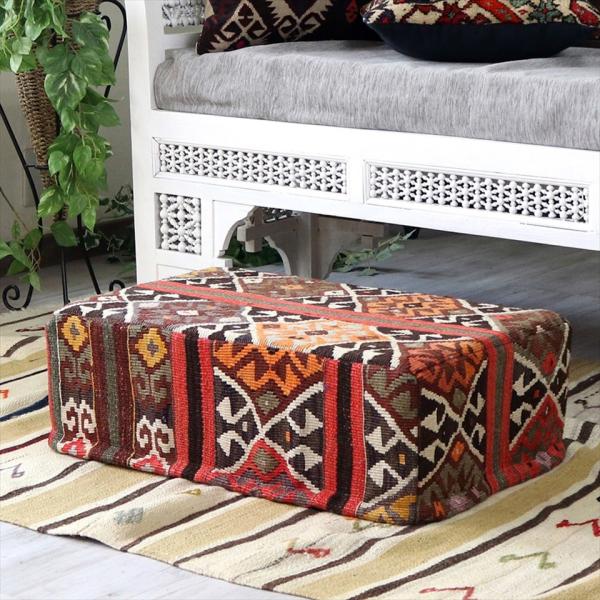オールドキリムプフ レクタングル Old Kilim Pouf Rectangle プフクッション ...
