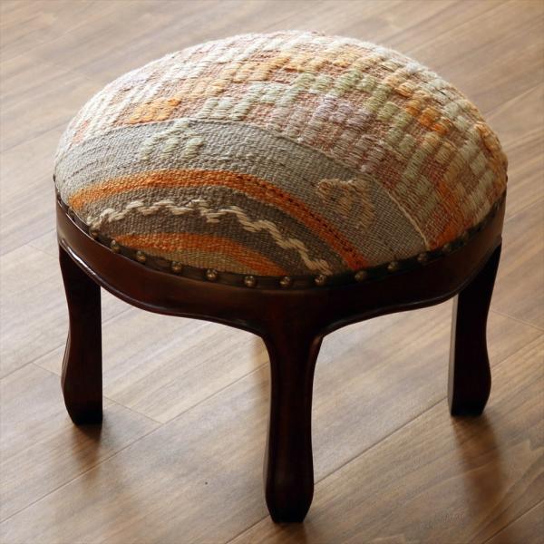 オールドキリムスツール 直径35×H29cm ラウンド キリム木製家具 スツール オットマン old...