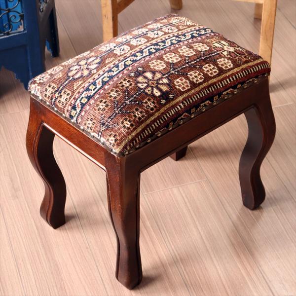 トライバルラグ木製家具 H41×W38×D28cm スツール オットマン レクタングル tribal...