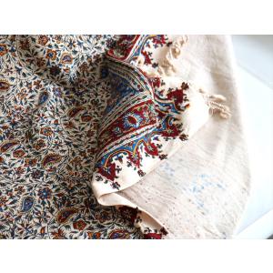 ペルシャ更紗 イラン手染め布 195x132c...の詳細画像5