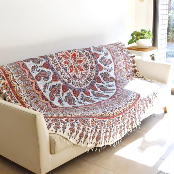 ガラムカール ペルシャ更紗 220cmサイズ円形 ラウンド アンバー マルチカバー テーブルクロス