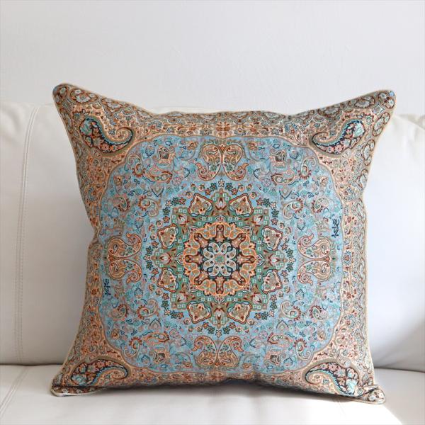 テルメクッションカバー 50cmサイズ ペイズリー ブルー