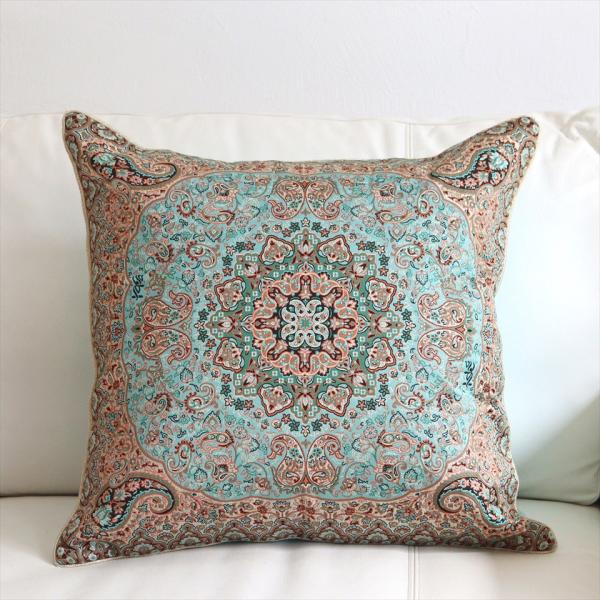 テルメクッションカバー 50cmサイズ ペイズリー エメラルド