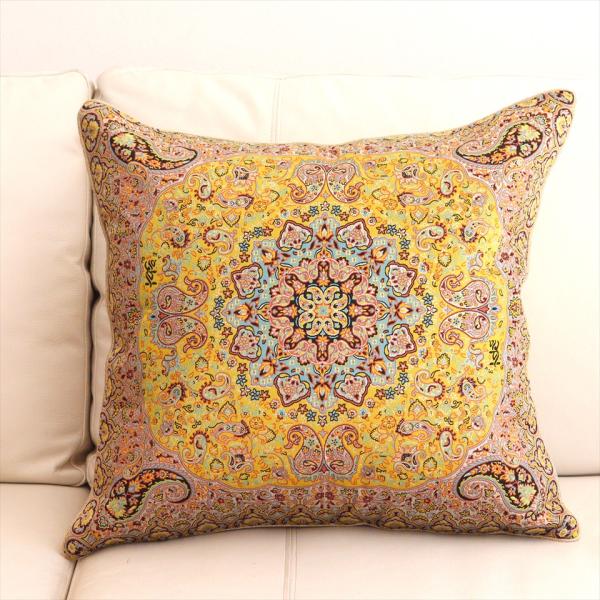 テルメクッションカバー 50cmサイズ ペイズリー ライムグリーン