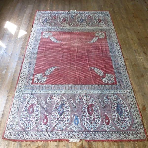 アンティーク ペルシャ更紗 古布 /ガラムカール 花と鳥とペイズリー約228x131cm