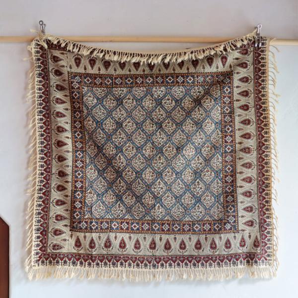 ペルシャ更紗 ガラムカール 100cm正方形 アンティークデザイントレリス テーブルクロス マルチク...