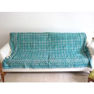 ペルシャ更紗 イラン手染め布 196x132c...の詳細画像1