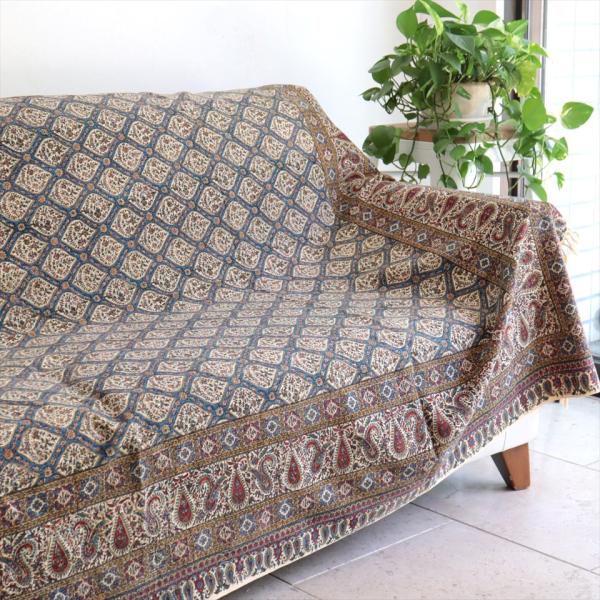 ペルシャ更紗 ガラムカール 225×150cm アンティークデザイン トレリス ソファーカバー ベッ...