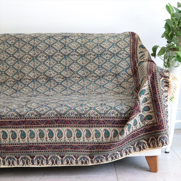 ペルシャ更紗 ガラムカール 229×150cm アンティークデザイン トレリス ソファーカバー ベッ...