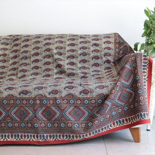 ペルシャ更紗 ガラムカール 232×151cm アンティークデザイン ペイズリー ソファーカバー ベ...