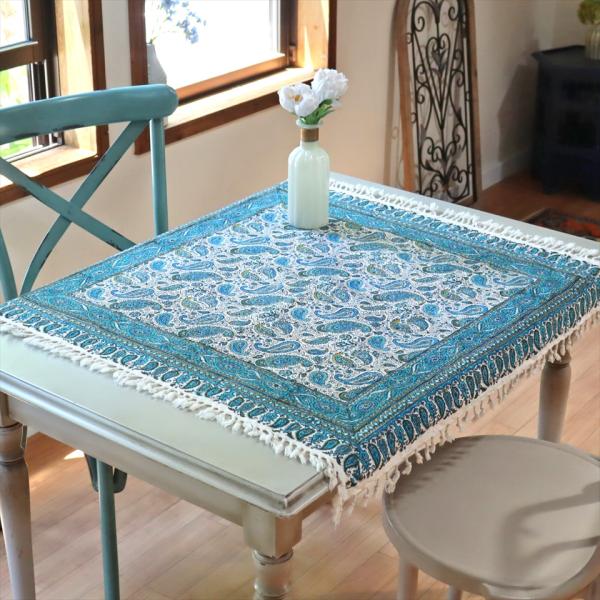 ガラムカール ペルシャ更紗 アンティークデザイン 80x80cmサイズ イラン手染め布 ペイズリー ...