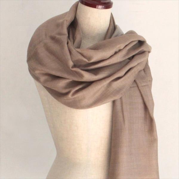 カシミアストール・手織り/大判サイズ 206x72cm うす茶/1点もの