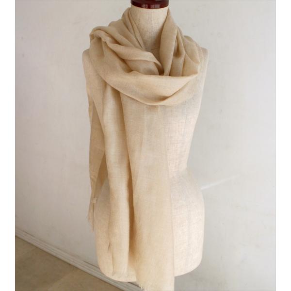 カシミアストール/大判サイズ 207x72cm アイボリー・ペイズリーと花