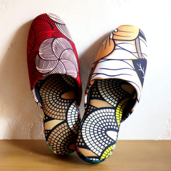 パーニュ布スリッパ 25.5-28cm Lサイズ 南河原スリッパ/ African wax prin...