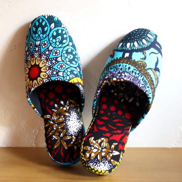 パーニュ布スリッパ 25.5-28cm Lサイズ 南河原スリッパ/ African wax prin...
