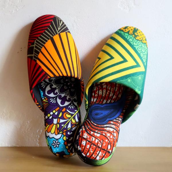 パーニュ布スリッパ 25.5-28cm Lサイズ 南河原スリッパ/ African wax prin...