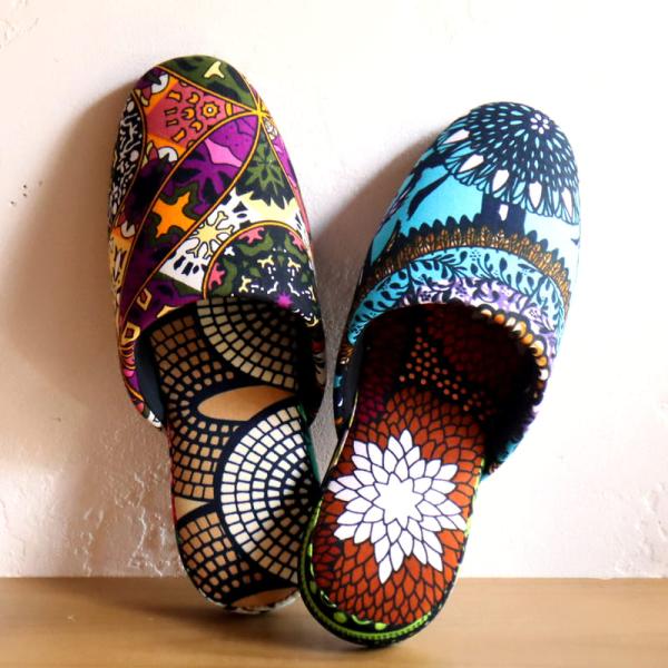 パーニュ布スリッパ 25.5-28cm Lサイズ 南河原スリッパ/ African wax prin...