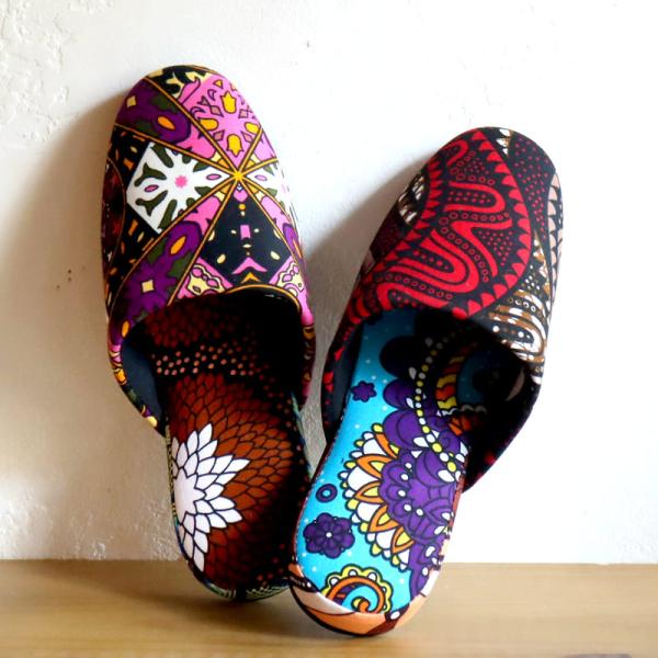 パーニュ布スリッパ 25.5-28cm Lサイズ 南河原スリッパ/ African wax prin...