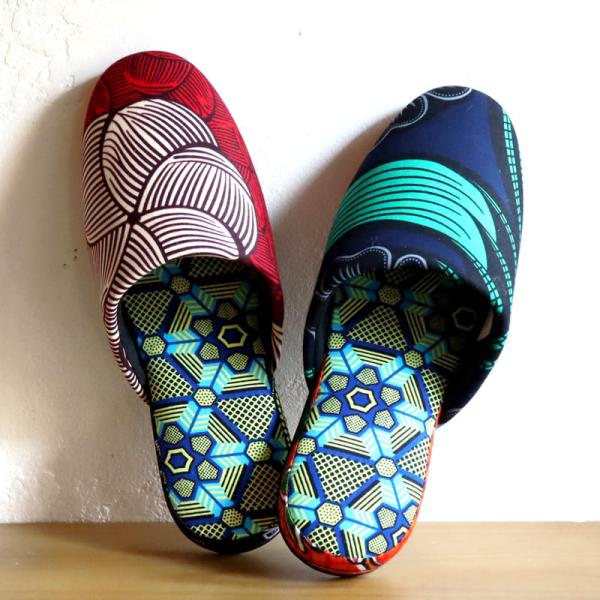 パーニュ布スリッパ 25.5-28cm Lサイズ 南河原スリッパ/ African wax prin...