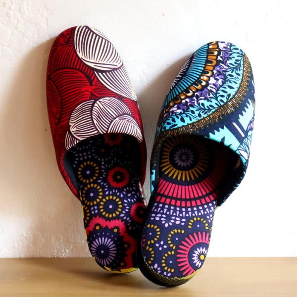 パーニュ布スリッパ 25.5-28cm Lサイズ 南河原スリッパ/ African wax prin...