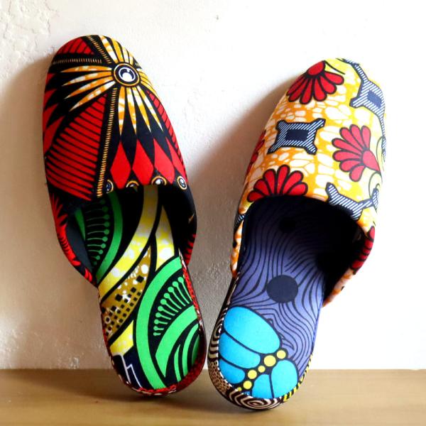 パーニュ布スリッパ 25.5-28cm Lサイズ 南河原スリッパ/ African wax prin...