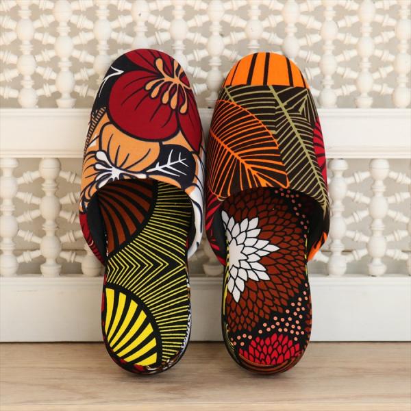 パーニュ布スリッパ 22.5-25cm Mサイズ 南河原スリッパ/ African wax prin...