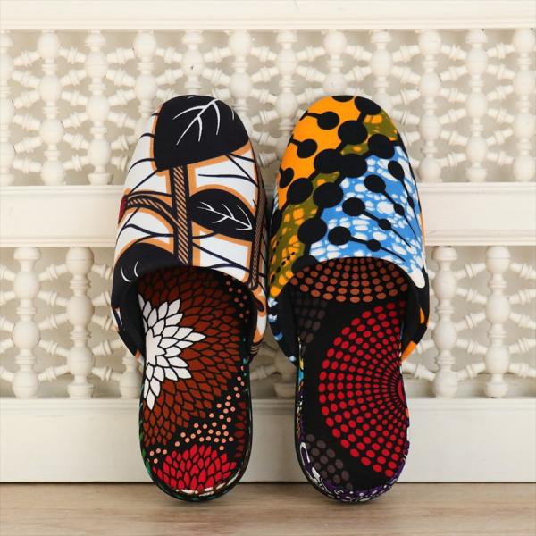 パーニュ布スリッパ 22.5-25cm Mサイズ 南河原スリッパ/ African wax prin...