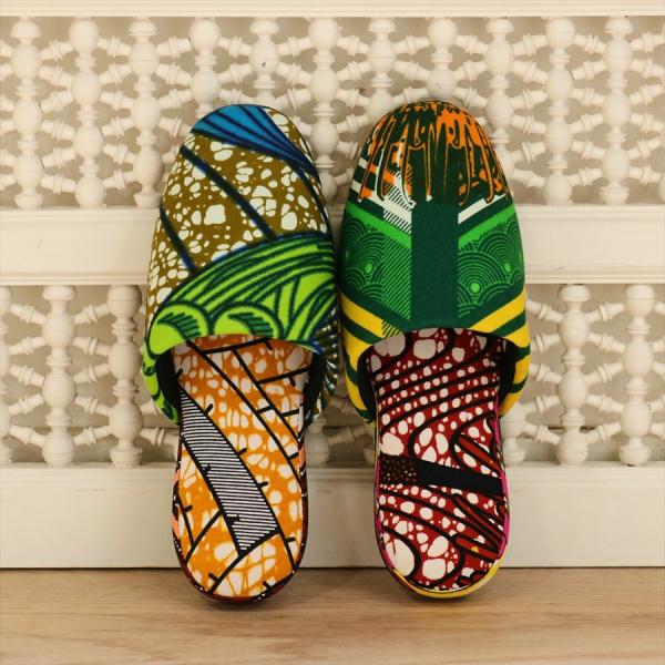 パーニュ布スリッパ 22.5-25cm Mサイズ 南河原スリッパ/ African wax prin...