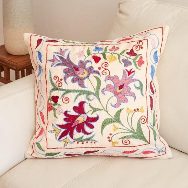 スザンニ刺繍 クッションカバー 45×44cm ウズベキスタン　Suzani スザニ