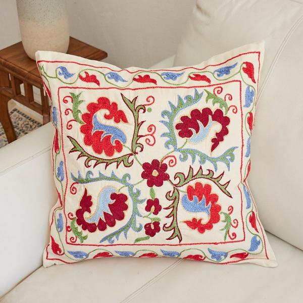 スザンニ刺繍 クッションカバー 43×43cm ウズベキスタン　Suzani スザニ