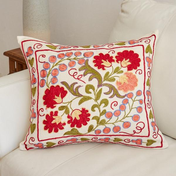 スザンニ刺繍 クッションカバー 47×40cm ウズベキスタン　Suzani スザニ