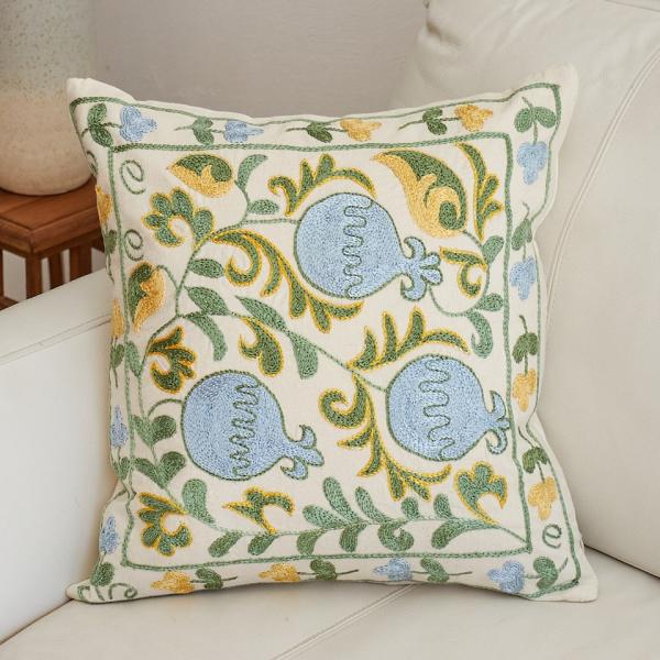 スザンニ刺繍 クッションカバー 45×42cm ウズベキスタン　Suzani スザニ　ザクロの実