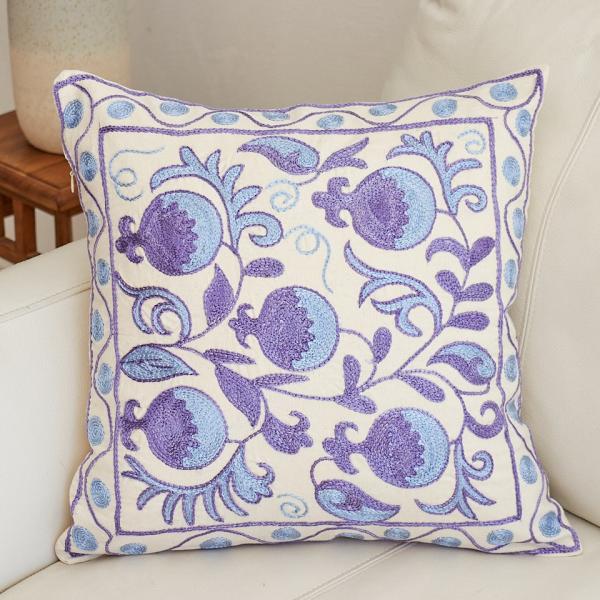 スザンニ刺繍 クッションカバー 42×40cm ウズベキスタン　Suzani スザニ　ザクロの実