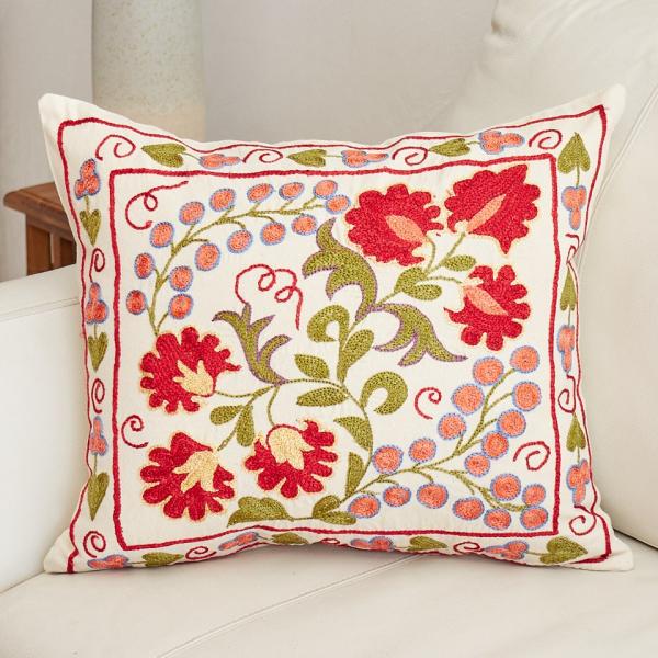 スザンニ刺繍 クッションカバー 47×42cm ウズベキスタン　Suzani スザニ