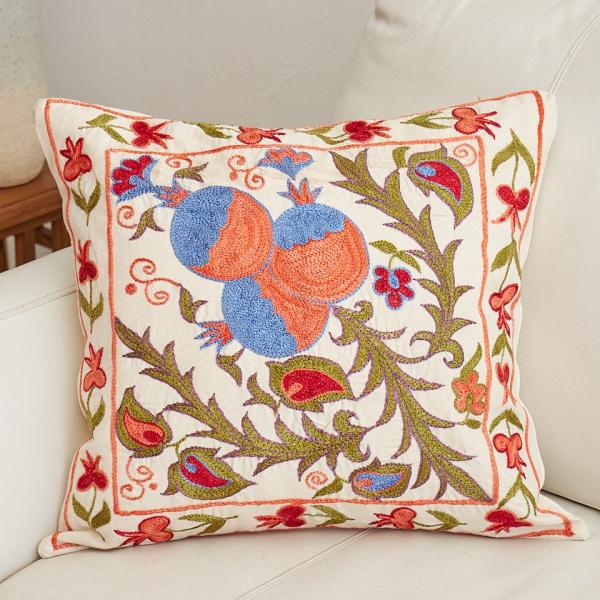 スザンニ刺繍 クッションカバー 45×43cm ウズベキスタン　Suzani スザニ