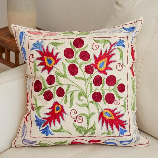 スザンニ刺繍 クッションカバー 43×43cm ウズベキスタン　Suzani スザニ
