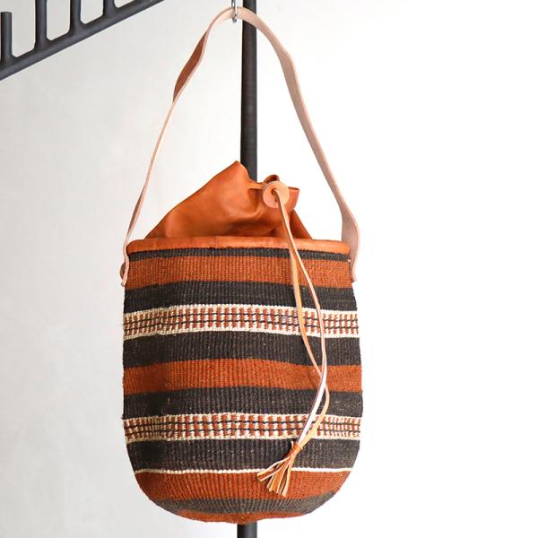 バオバブバック/アフリカのかごバック ロングボディ 巾着 ショルダー 肩掛け ハンドバッグケニア ボ...