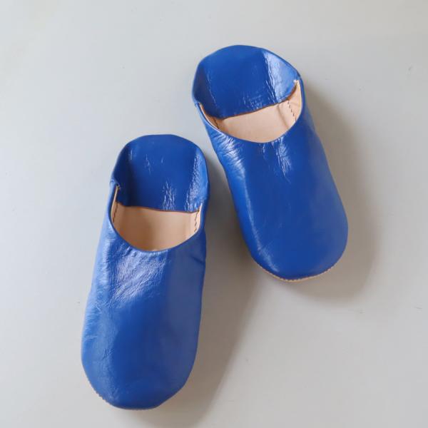Morocco Babouche シンプル バブーシュ ブルー/27cm Moroccan Slip...