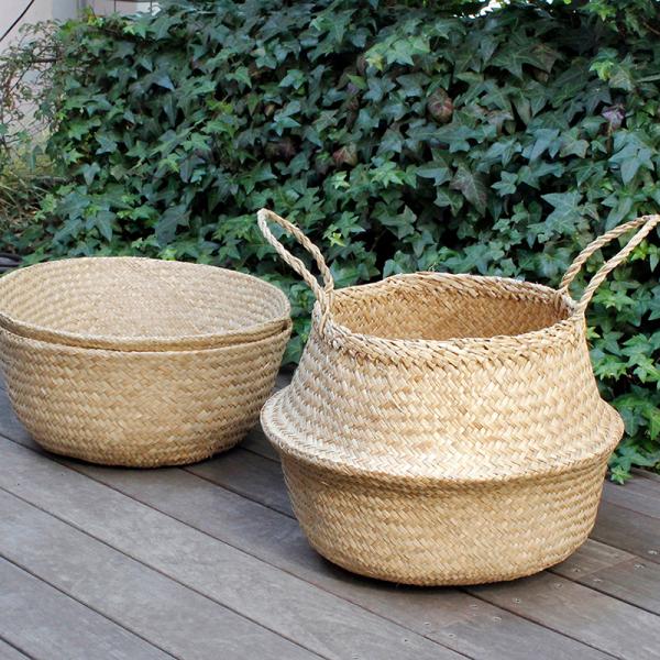 かご バスケット 折り畳める２way シーグラス手編みバスケット seagrass basket 2...