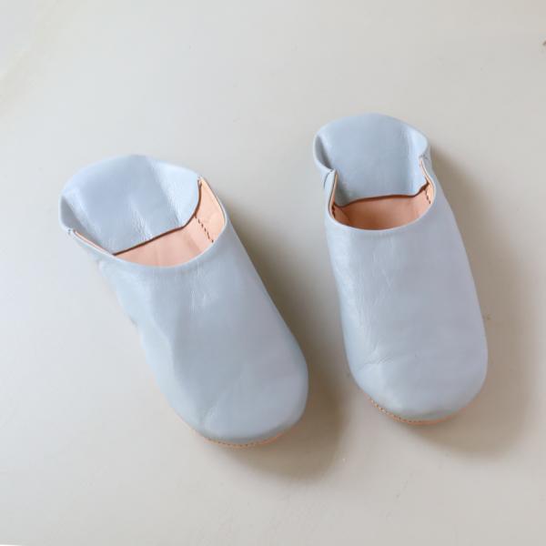 バブーシュ グレー 26cm（43）シンプル 無地　モロッコ　羊革スリッパ ハンドメイド