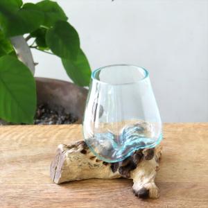 流木 フラワーベース 花瓶 H15×W18×D17cm ガラスベース glass planter/flower vase